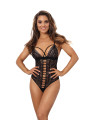 Body string tulle et dentelle noir V-10100 - Axami