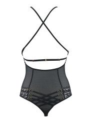 Body string tulle et dentelle noir V-10100 - Axami