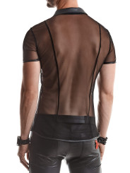 Polo en maille noire transparente - Regnes