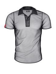 Polo en maille noire transparente - Regnes