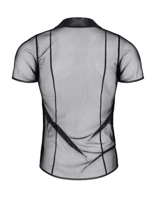 Polo en maille noire transparente - Regnes
