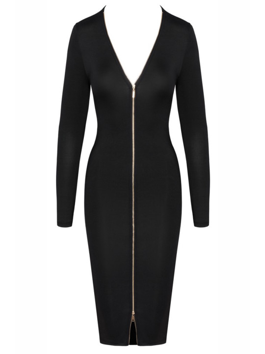 Robe noire midi à manches longues -  Cotelly Party