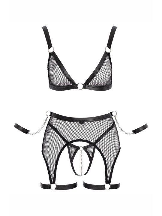 Ensemble Fetish noir en dentelle - Cotelli Bondage