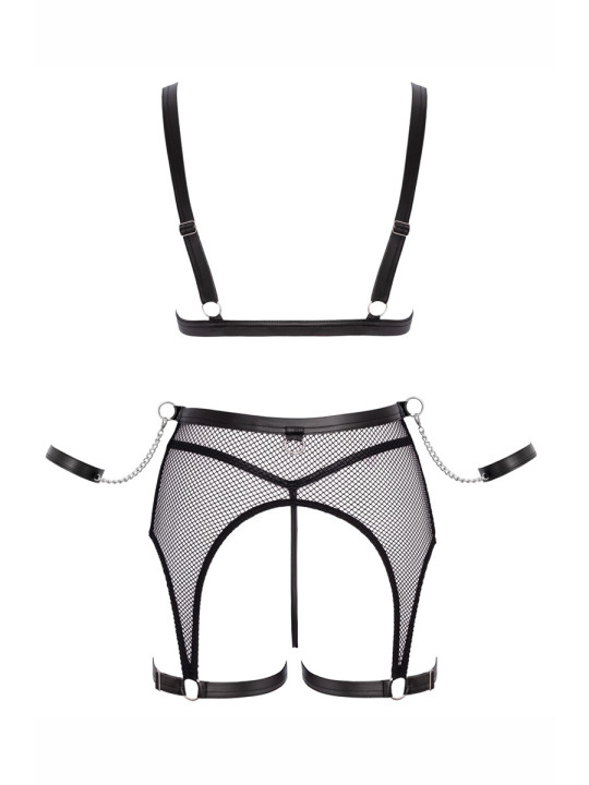 Ensemble Fetish noir en dentelle - Cotelli Bondage