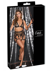 Ensemble Fetish noir en dentelle - Cotelli Bondage