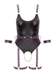 Body à jarretelles ouvert avec menottes - Cottelli Bondage