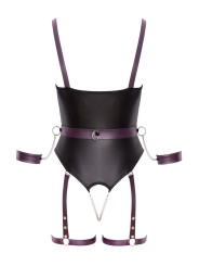Body à jarretelles ouvert avec menottes - Cottelli Bondage