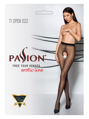 Collants ouverts couture TI022 - noir/rouge