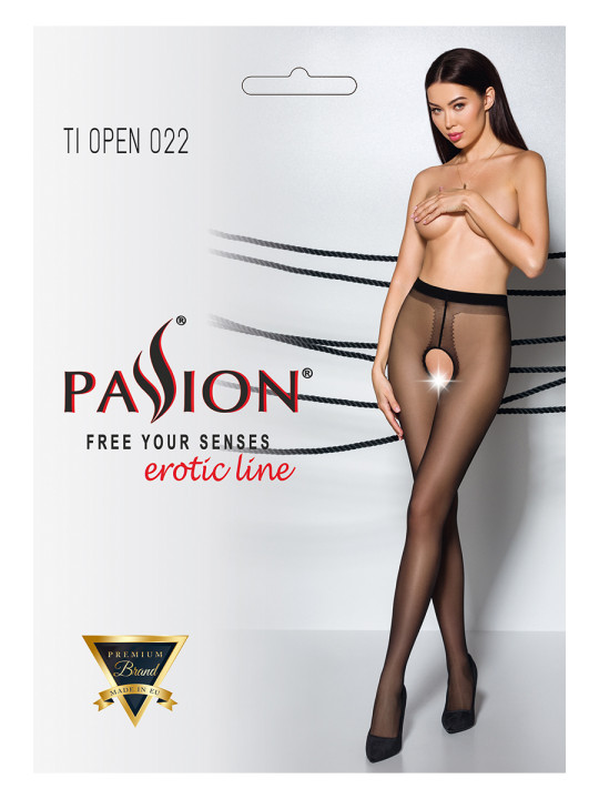 Collants ouverts couture TI022 - noir/rouge