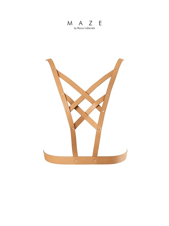Harnais décolleté croisé marron - Maze
