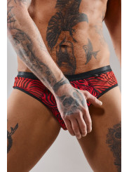 Slip type brésilien ouvert zébré rouge et noir - Regnes