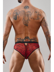 Slip type brésilien ouvert zébré rouge et noir - Regnes