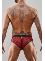Slip type brésilien ouvert zébré rouge et noir - Regnes