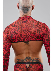 Crop top tulle zébré rouge et noir - Regnes