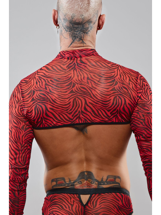 Crop top tulle zébré rouge et noir - Regnes