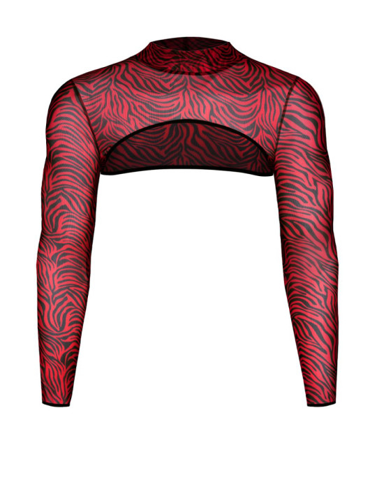 Crop top tulle zébré rouge et noir - Regnes