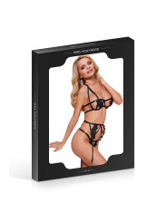 Ensemble ouvert soutien-gorge string et porte-jaretelles