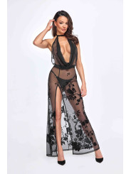Robe longue dos nu Divinity F312 tulle floqué