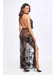 Robe longue dos nu Divinity F312 tulle floqué