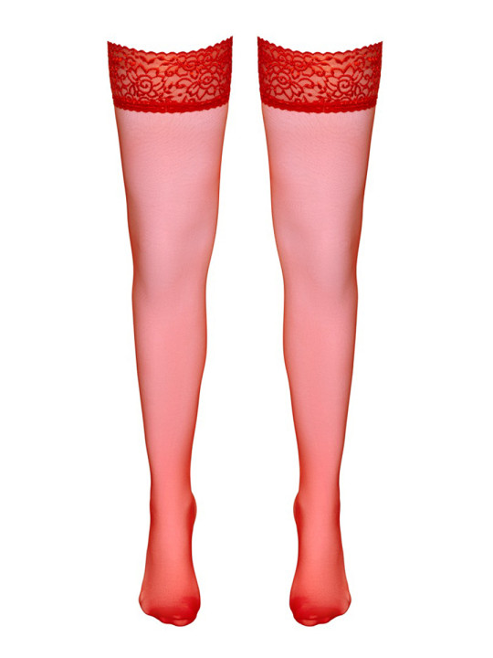 Bas autofixants rouge - Cotelli Legwear