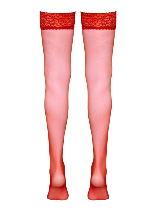 Bas autofixants rouge - Cotelli Legwear