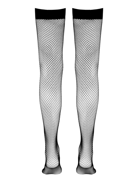 Bas résille autofixants noir - Cotelli Legwear
