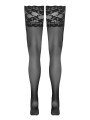 Bas autofixants large jarretière dentelle noir - Cotelli Legwear