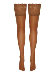 Bas autofixants large jarretière dentelle beige - Cotelli Legwear