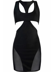 Robe moulante noire V-10619 - Axami