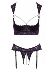 Ensemble lingerie ouverte violet - Cotelli Lingerie