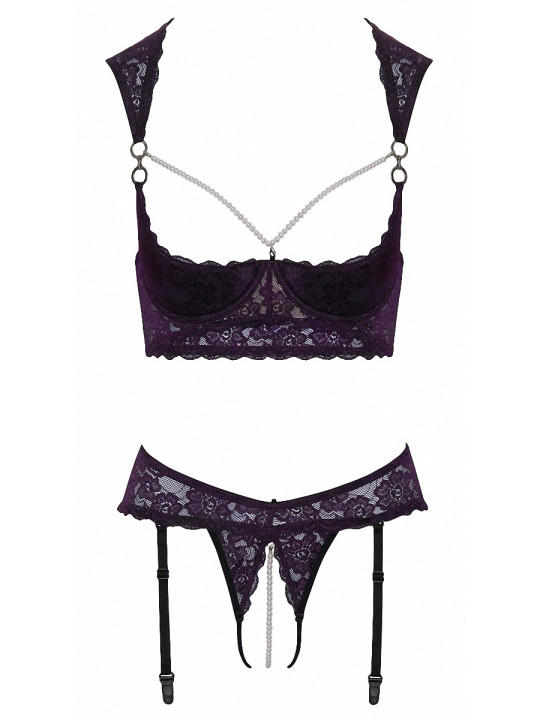 Ensemble lingerie ouverte violet - Cotelli Lingerie