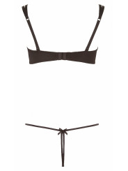 Ensemble dentelle string ouvert et seins nus noir - Cottelli Lingerie