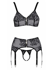 Ensemble coquin ouvert 3 pièces gris - Cottelli Lingerie