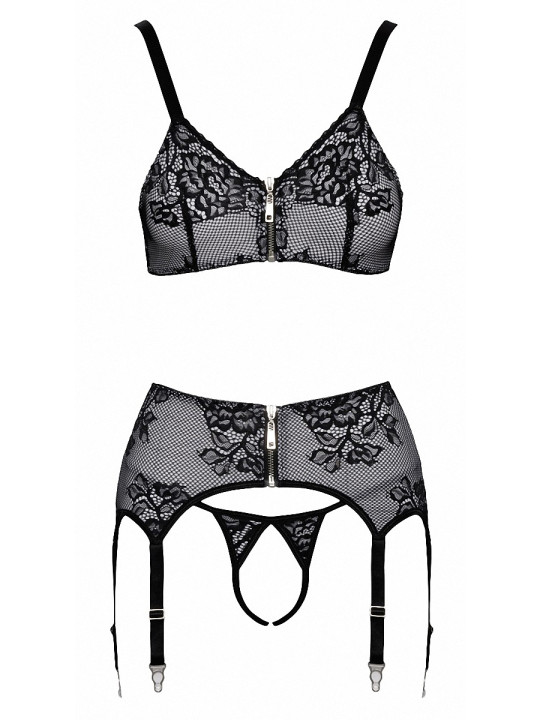 Ensemble coquin ouvert 3 pièces gris - Cottelli Lingerie