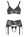 Ensemble coquin ouvert 3 pièces gris - Cottelli Lingerie