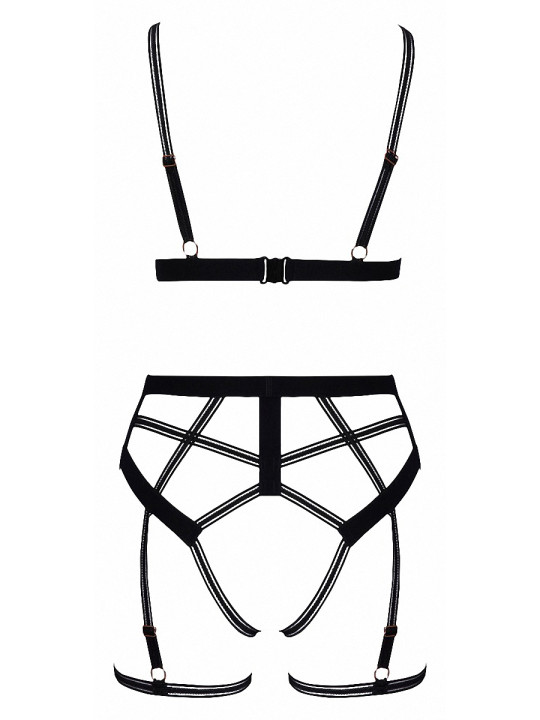 Set lingerie BDSM harnais noir - Cotelli Lingerie