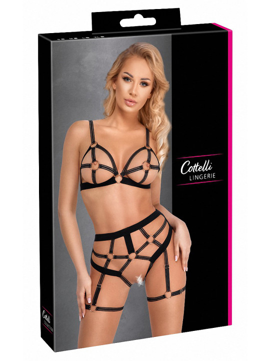 Set lingerie BDSM harnais noir - Cotelli Lingerie