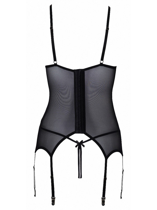 Guêpière seins nus et string ouvert résille et perles - Cottelli Lingerie