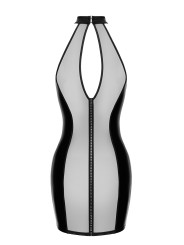 Mini robe tulle et wetlook Luxuria F370 - Noir Handmade