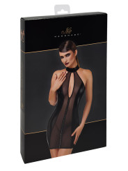 Mini robe tulle et wetlook Luxuria F370 - Noir Handmade