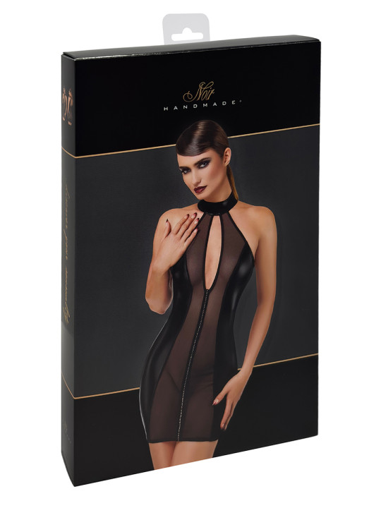 Mini robe tulle et wetlook Luxuria F370 - Noir Handmade