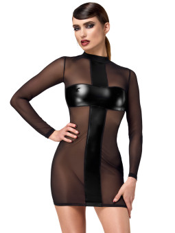 Mini robe tulle et wetlook Crossfire F369 - Noir Handmade