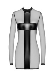 Mini robe tulle et wetlook Crossfire F369 - Noir Handmade