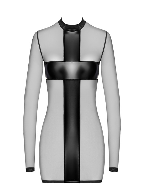 Mini robe tulle et wetlook Crossfire F369 - Noir Handmade