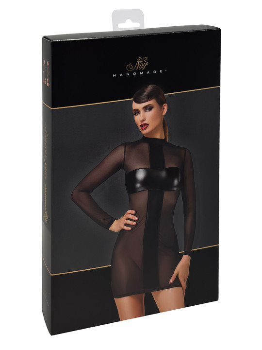 Mini robe tulle et wetlook Crossfire F369 - Noir Handmade