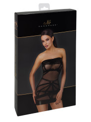 Mini robe floquée à épaules nues Bondesque F359 - Noir Handmade