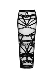 Jupe longue fendue Bondesque F360 - Noir Handmade
