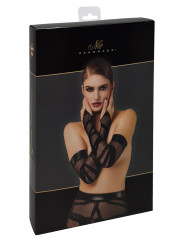 Gants longs floqués Bondesque F361 - Noir Handmade