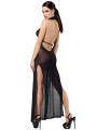 Robe longue en maille pailletée Onyx F372 - Noir Handmade