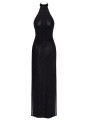 Robe longue en maille pailletée Onyx F372 - Noir Handmade
